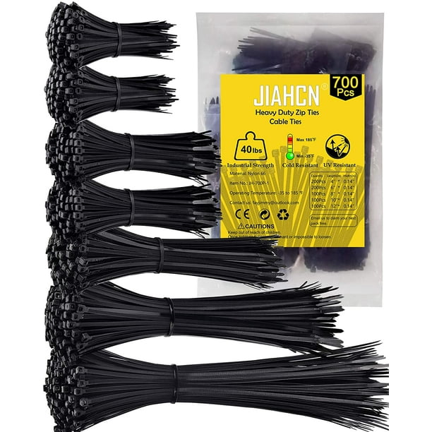 200PCS Cable Ties 10 inch Heavy Duty Electrical Nylon Cable Zip Ties UV Resistant Tensile Strength Black 